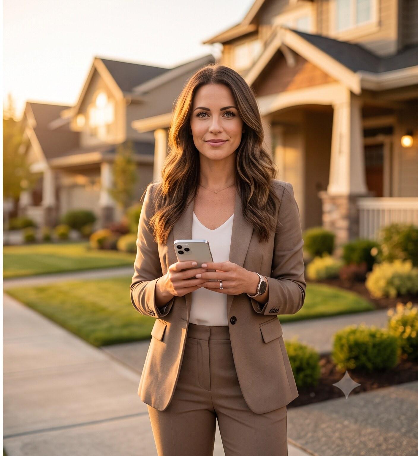 SOLRITE referral partner, a real estate agent, in front of a suburban home