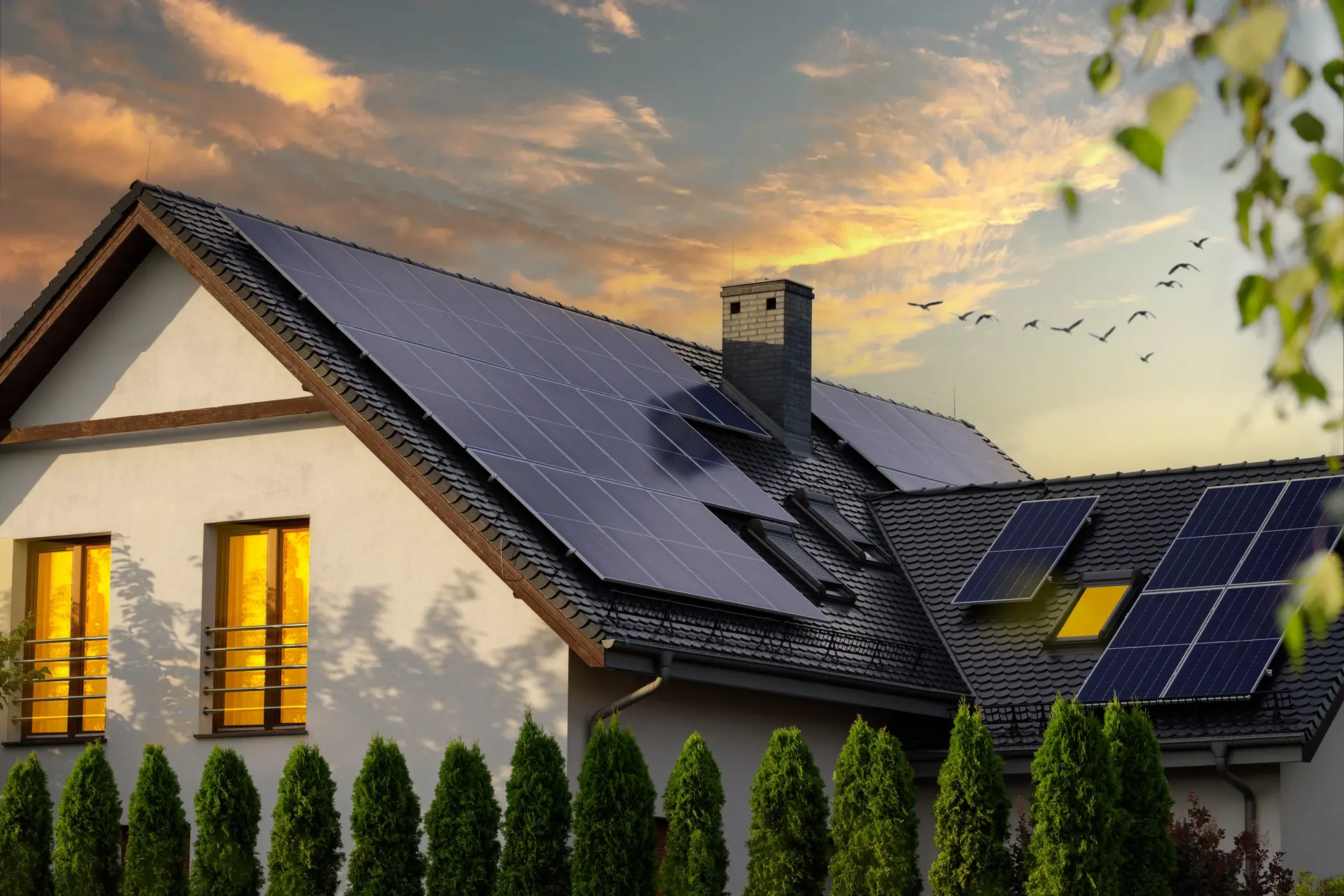 Home with solar panels and sonnen battery at sunset, SOLRITE Energy VPA